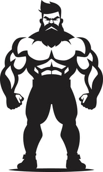 Gym Heroic Persona Cartoon Caricature Bodybuilder in Black Dynamic Muscle Fusion Black of Cartoon Bodybuilder vector