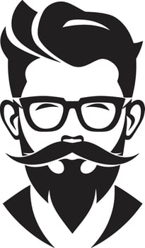 Vintage Modernity Hipster Man Face Cartoon in Black Urban Flair Cartoon Hipster Man Face Black vector