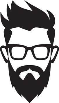 Elegant Minimalism Hipster Man Face Cartoon in Black Trendy Boho Cartoon Hipster Man Face Black vector