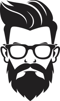 Urban Retro Fusion Cartoon Hipster Man Face Black Vintage Minimalist Twist Black of Cartoon Hipster Man Face vector