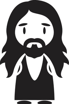 Redeeming Love Cartoon Jesus Kind Shepherd Cute Black vector