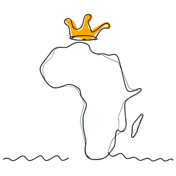 AI generated minimalist graphic line drawing of africa with a gold crown png