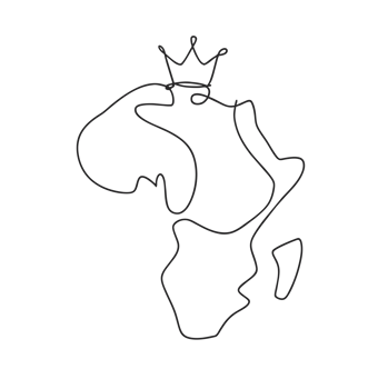AI generated minimalist graphic line drawing of africa with a gold crown png