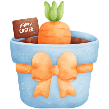Watercolor Easter Carrot in Flowerpot Illustration png