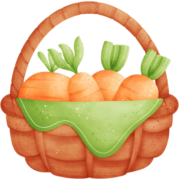 Watercolor Carrots in Wooden Basket Illustration png