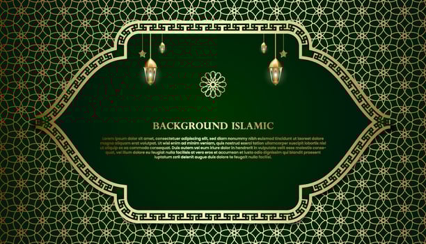 Islamic or Arabic background. luxury gold and green pattern color. additional elements of Islamic theme design vector