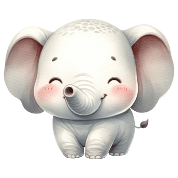 AI generated Charming Baby Elephant Cartoon Illustration. png