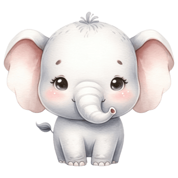 AI generated Charming Baby Elephant Cartoon Illustration. png