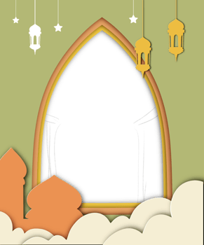 3d Ramadan background with lantern with paper cutout style png