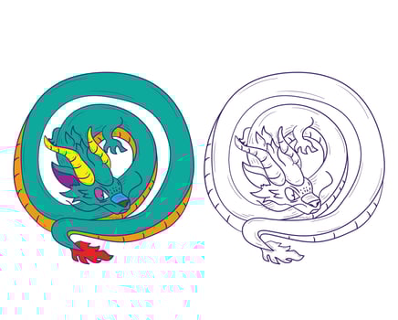 cute animal doodle illustration for book coloring page vector