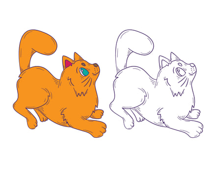 cute animal doodle illustration for book coloring page vector