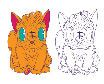 cute animal doodle illustration for book coloring page vector