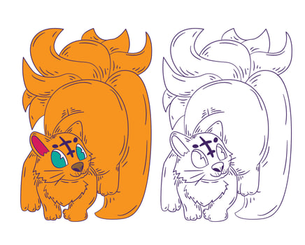 cute animal doodle illustration for book coloring page vector