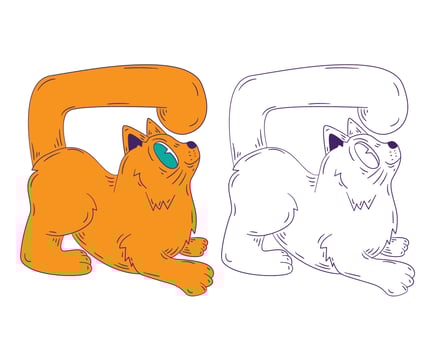 cute animal doodle illustration for book coloring page vector