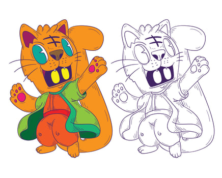 cute animal doodle illustration for book coloring page vector