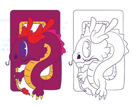 cute animal doodle illustration for book coloring page vector