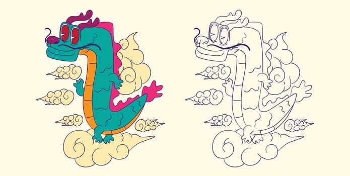 cute animal doodle illustration for book coloring page vector