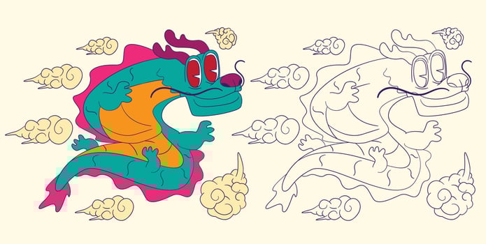 cute animal doodle illustration for book coloring page vector