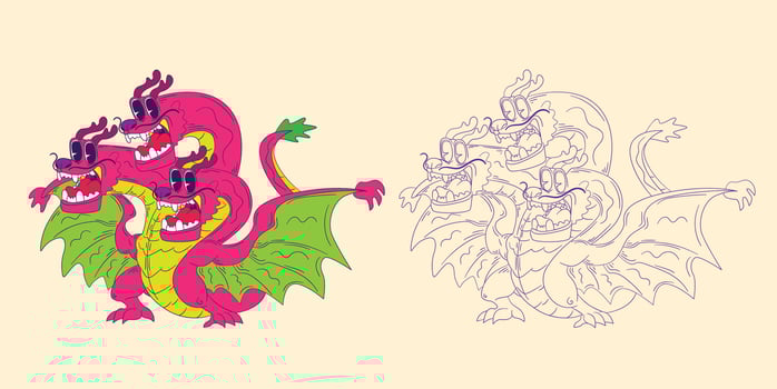 cute animal doodle illustration for book coloring page vector