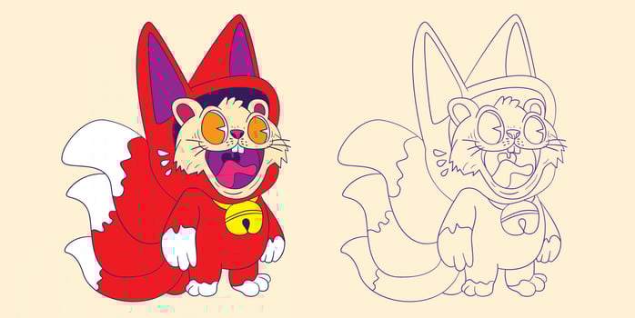 cute animal doodle illustration for book coloring page vector
