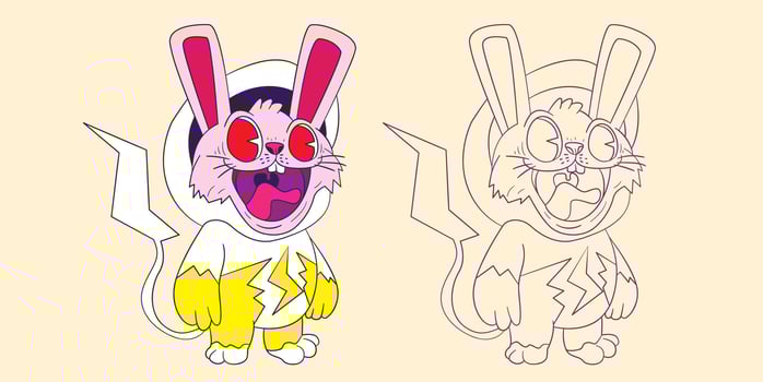cute animal doodle illustration for book coloring page vector