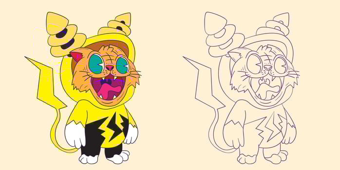 cute animal doodle illustration for book coloring page vector