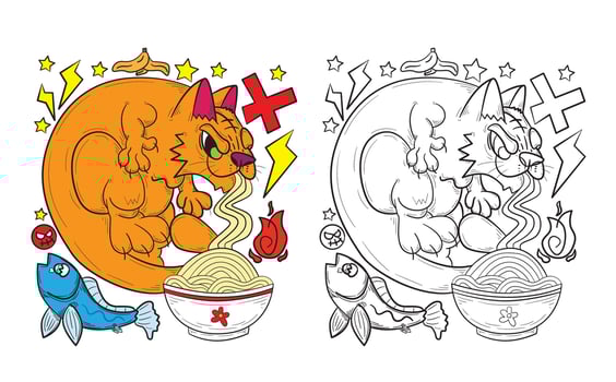 cute animal doodle illustration for book coloring page vector