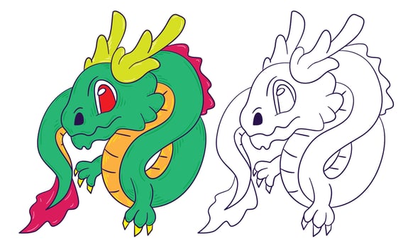 cute animal doodle illustration for book coloring page vector