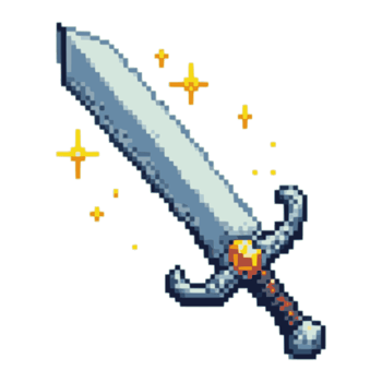 AI generated pixelation of sword or blade PNG
