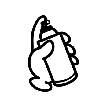 Hand holding spray paint, Design element for logo, poster, card, banner, emblem, t shirt. Vector illustration