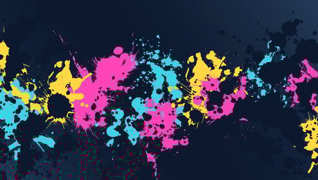 Colorful Splatter Paint Texture In Dark Background vector