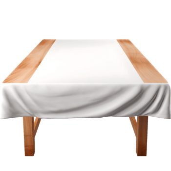 AI generated Wooden table with white cloth on transparent background png