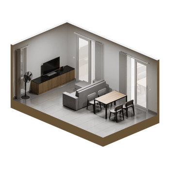 Living Room Isometric 3D Render Illustration png