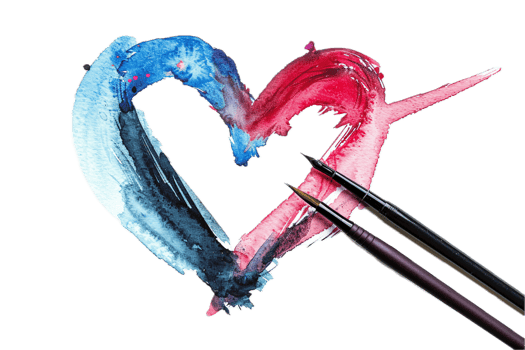 AI generated Watercolor Heart in Red and Blue Hues png