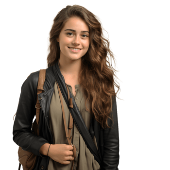AI generated Portrait of a Smiling Female Collage Student in Casual Wear Isolated on Transparent Background. Generative Ai png