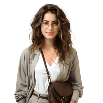 AI generated Portrait of a Smiling Female Collage Student in Casual Wear Isolated on Transparent Background. Generative Ai png