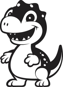 Joyful Dino Elegance Black Lovely Dino Whimsy Cute Black vector