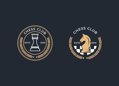 Vintage style chess logo design vector. vector
