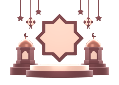 3d rendering of islamic celebration festival or holiday podium display background with arabic lantern decoration and stars png