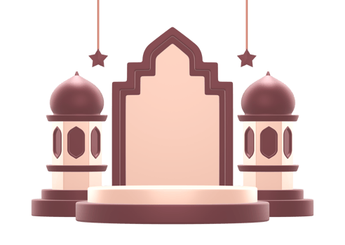 3d rendering of islamic celebration festival or holiday podium display background with two arabic lanterns and stars decoration png