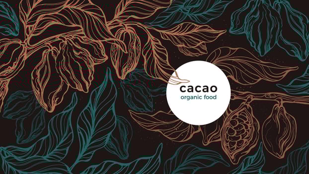 Cocoa. Vector golden design. Tropical template