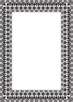 Vector monochrome black square Egyptian ornament. Endless Rectangle, Ring of Ancient Egypt. Geometric African frame