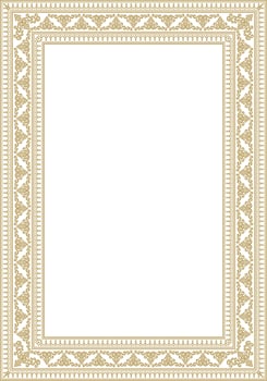 Vector gold square Yakut ornament. An endless rectangular border, a frame of the northern peoples of the Far East