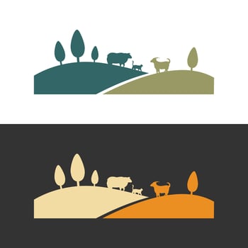 livestock sheep goat valley logo cattle vector illustration