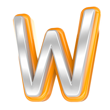 Font W Gold With White 3D Render png