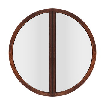 Mock up brown circle wooden window frame png