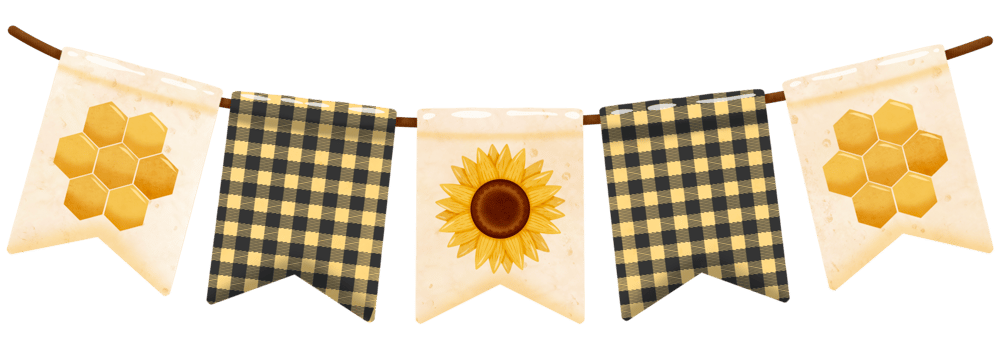 honeycomb and sunflower garland, bunting party decoration png