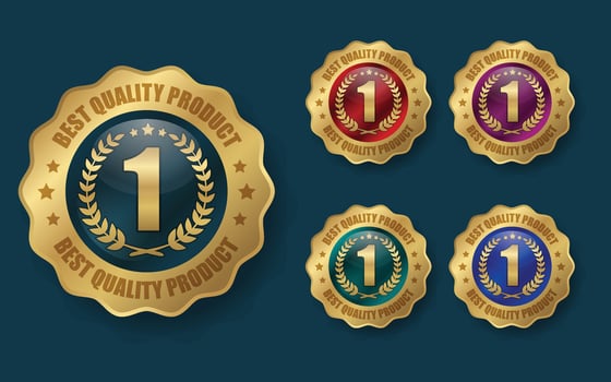 Premium or best quality product golden label design vector