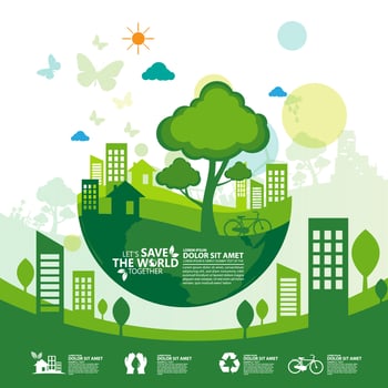 Ecology.Green cities help the world with eco-friendly concept ideas.vector illustration vector