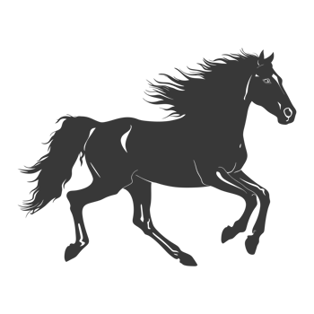 AI generated Silhouette a horses galloping black color only png